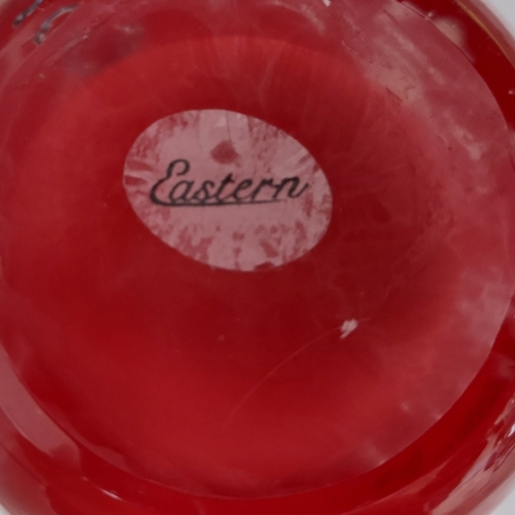 Eastern Art Glass Vase Red floral Hand Blown Cased Abstract - Picture 3 of 3